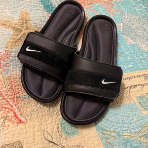 Nike Black Slide Sandals with White Logo